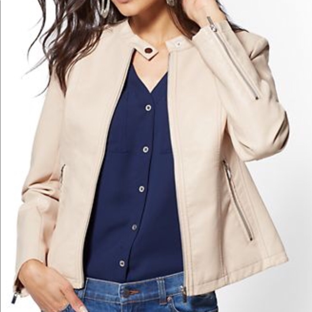 Banded collar Moto Jacket